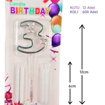 MİKA ŞEFFAF 3 RAKAM GÜMÜŞ MUM 12CM PK:12 KL:600 MİKA ŞEFFAF 3 RAKAM GÜMÜŞ MUM 12CM PK:12 KL:600