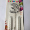 MİKA ŞEFFAF 3 RAKAM GÜMÜŞ MUM 12CM
