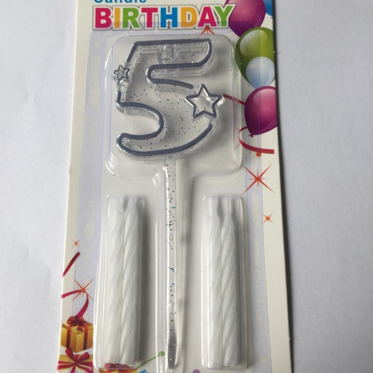 MİKA ŞEFFAF 5 RAKAM GÜMÜŞ MUM 12CM MİKA ŞEFFAF 5 RAKAM GÜMÜŞ MUM 12CM