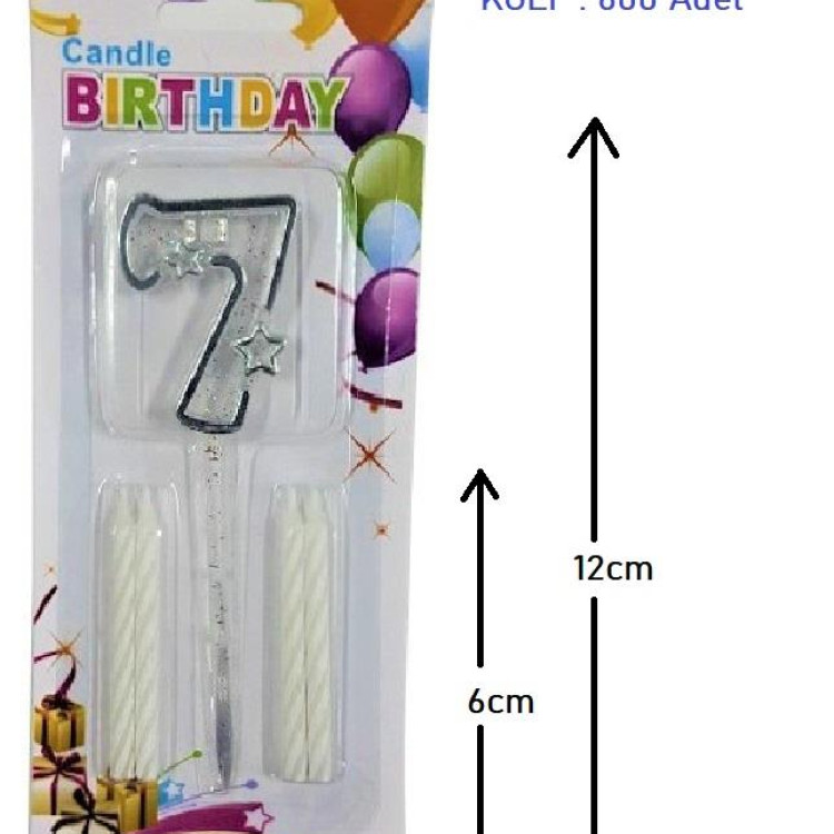 MİKA ŞEFFAF 7 RAKAM GÜMÜŞ MUM 12CM MİKA ŞEFFAF 7 RAKAM GÜMÜŞ MUM 12CM