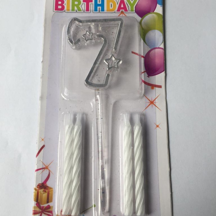 MİKA ŞEFFAF 7 RAKAM GÜMÜŞ MUM 12CM MİKA ŞEFFAF 7 RAKAM GÜMÜŞ MUM 12CM