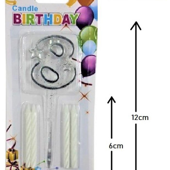 MİKA ŞEFFAF 8 RAKAM GÜMÜŞ MUM 12CM PK:12 KL:600 MİKA ŞEFFAF 8 RAKAM GÜMÜŞ MUM 12CM PK:12 KL:600