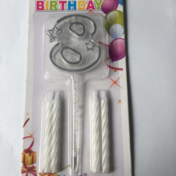 MİKA ŞEFFAF 8 RAKAM GÜMÜŞ MUM 12CM MİKA ŞEFFAF 8 RAKAM GÜMÜŞ MUM 12CM