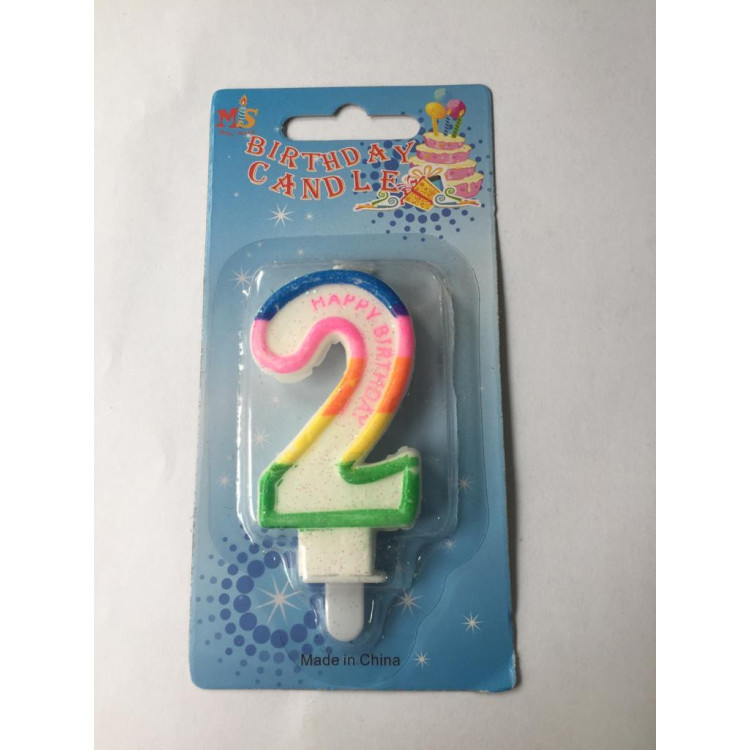 RENKLİ KLASİK 2 RAKAM MUM 7.5CM
