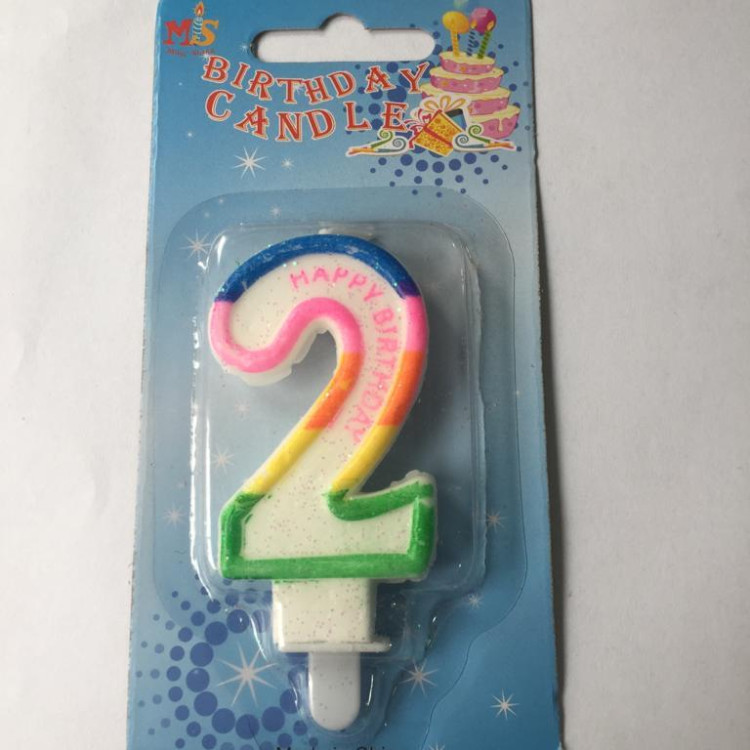 RENKLİ KLASİK 2 RAKAM MUM 7.5CM