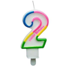 RENKLİ KLASİK 2 RAKAM MUM 7.5CM