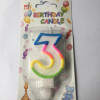 RENKLİ KLASİK 3 RAKAM MUM 7.5CM