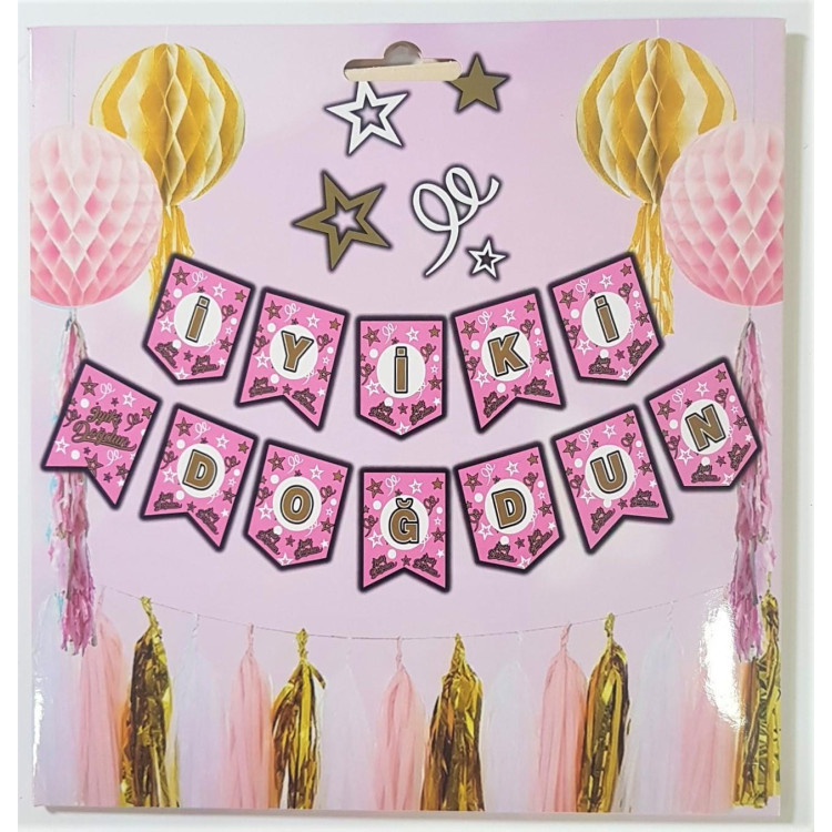 BÜYÜK BANNER İYİKİ DOĞDUN SİYAH UZAR YAZI