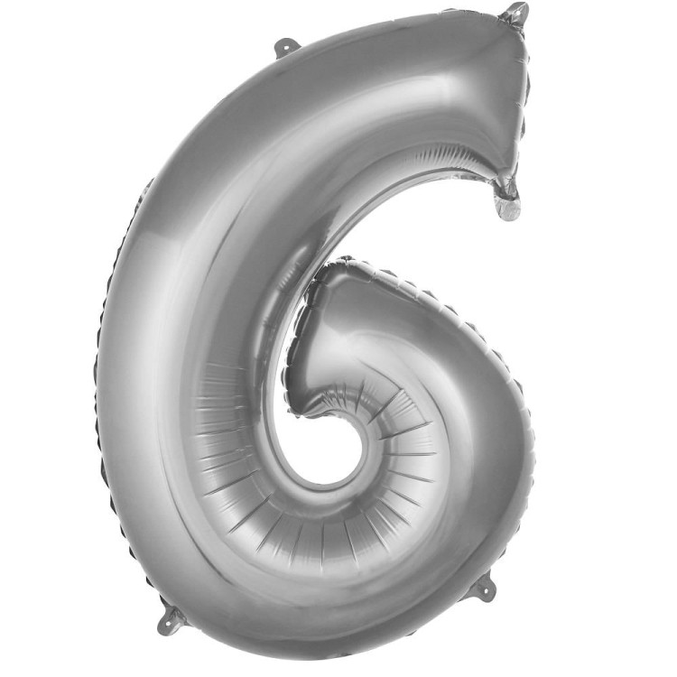 6- RAKAM 34 İNC GÜMÜŞ RENK BALON 76 CM 6- RAKAM 34 İNC GÜMÜŞ RENK BALON 76 CM
