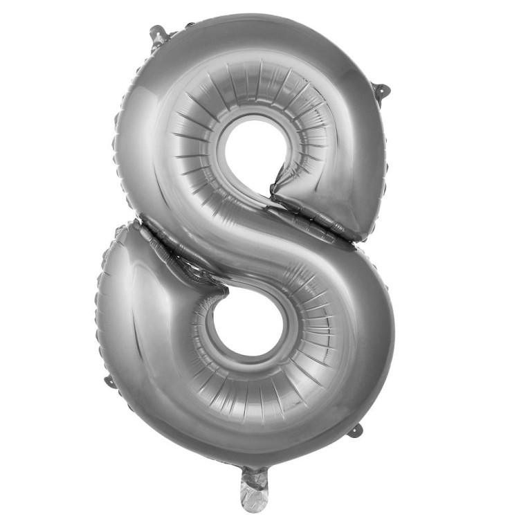 8- RAKAM 34 İNC GÜMÜŞ RENK BALON 76 CM 8- RAKAM 34 İNC GÜMÜŞ RENK BALON 76 CM