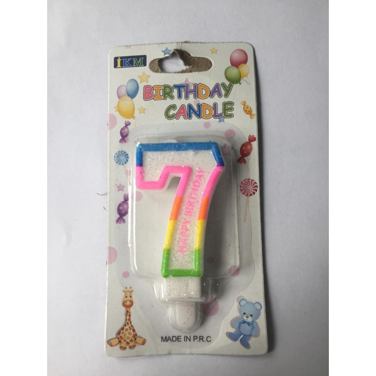 RENKLİ KLASİK 7 RAKAM MUM 7.5CM