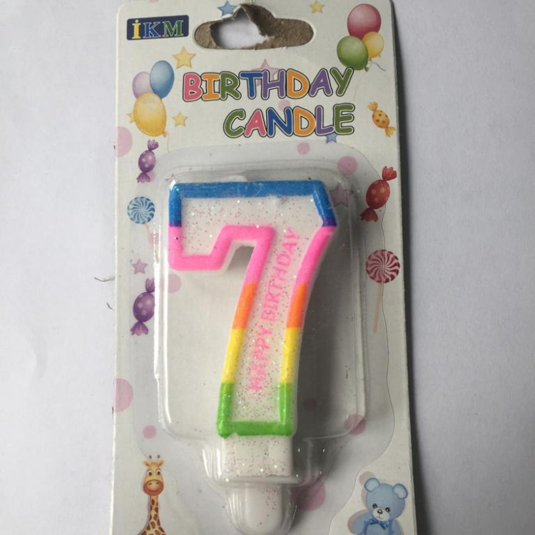 RENKLİ KLASİK 7 RAKAM MUM 7.5CM