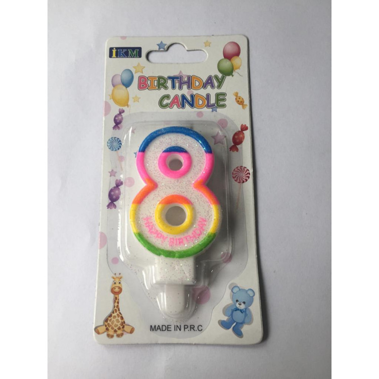 RENKLİ KLASİK 8 RAKAM MUM 7.5CM