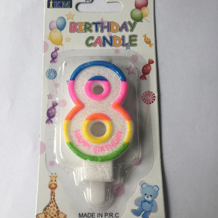 RENKLİ KLASİK 8 RAKAM MUM 7.5CM