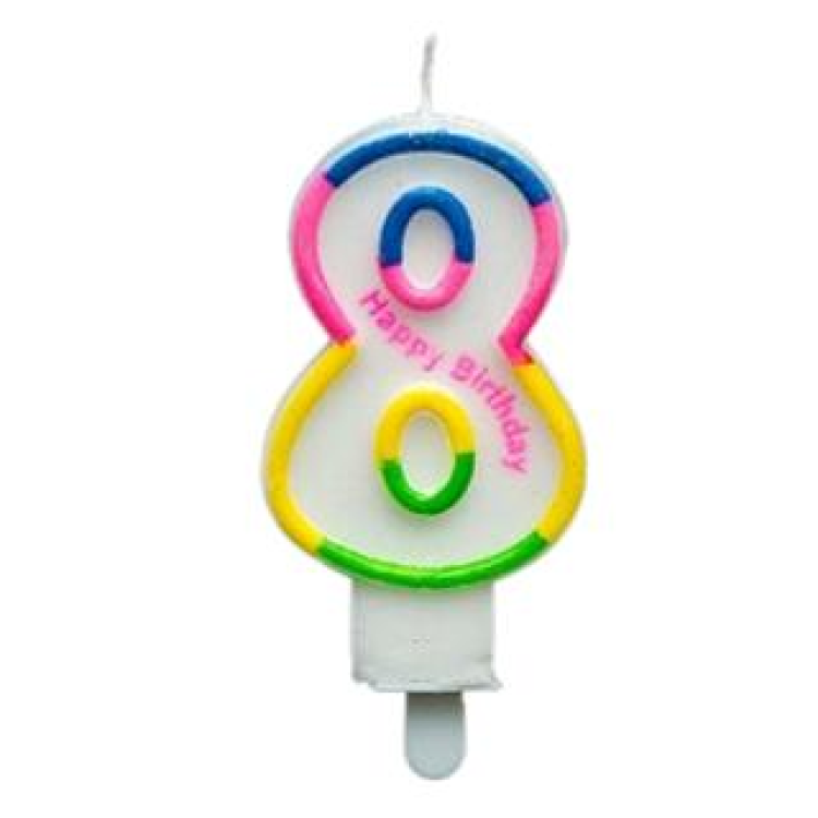 RENKLİ KLASİK 8 RAKAM MUM 7.5CM