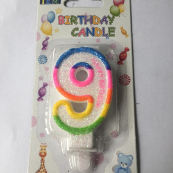 RENKLİ KLASİK 9 RAKAM MUM 7.5CM PK:12 KL:900