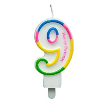 RENKLİ KLASİK 9 RAKAM MUM 7.5CM PK:12 KL:900