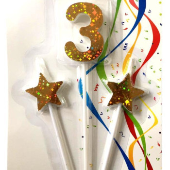 ÇUBUKLU YILDIZLI 3 RAKAM GOLD MUM PK:12 ÇUBUKLU YILDIZLI 3 RAKAM GOLD MUM PK:12