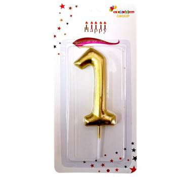 BÜYÜK BOY 1 RAKAM GOLD MUM 13cm PK:24 KL:600 BÜYÜK BOY 1 RAKAM GOLD MUM 13cm PK:24 KL:600
