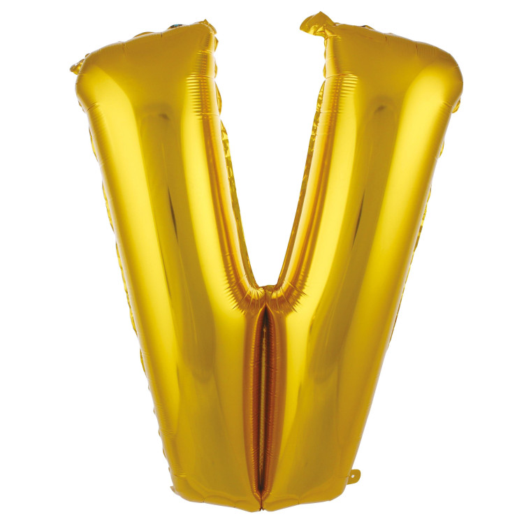 V- HARF 34 İNC GOLD RENK BALON 76 CM V- HARF 34 İNC GOLD RENK BALON 76 CM
