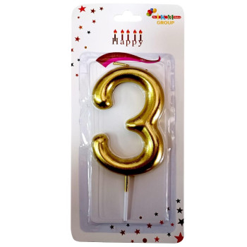 BÜYÜK BOY 3 RAKAM GOLD MUM 13cm PK:24 KL:600 BÜYÜK BOY 3 RAKAM GOLD MUM 13cm PK:24 KL:600