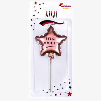 İYİKİ DOĞDUN YILDIZ ROSEGOLD MUM PK:12 KL:480 İYİKİ DOĞDUN YILDIZ ROSEGOLD MUM PK:12 KL:480