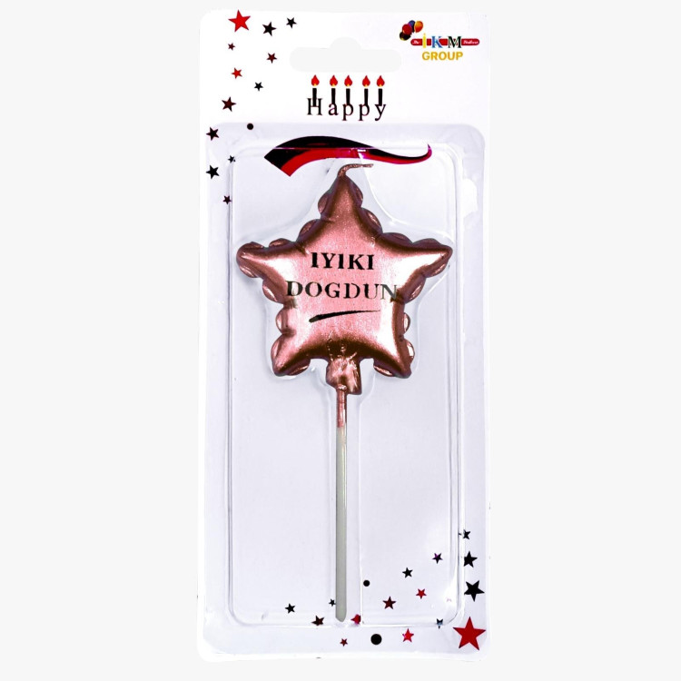 İYİKİ DOĞDUN YILDIZ ROSEGOLD MUM