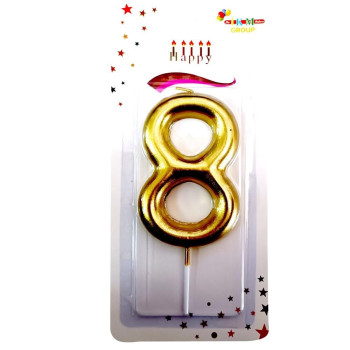 BÜYÜK BOY 8 RAKAM GOLD MUM 13cm PK:24 KL:600