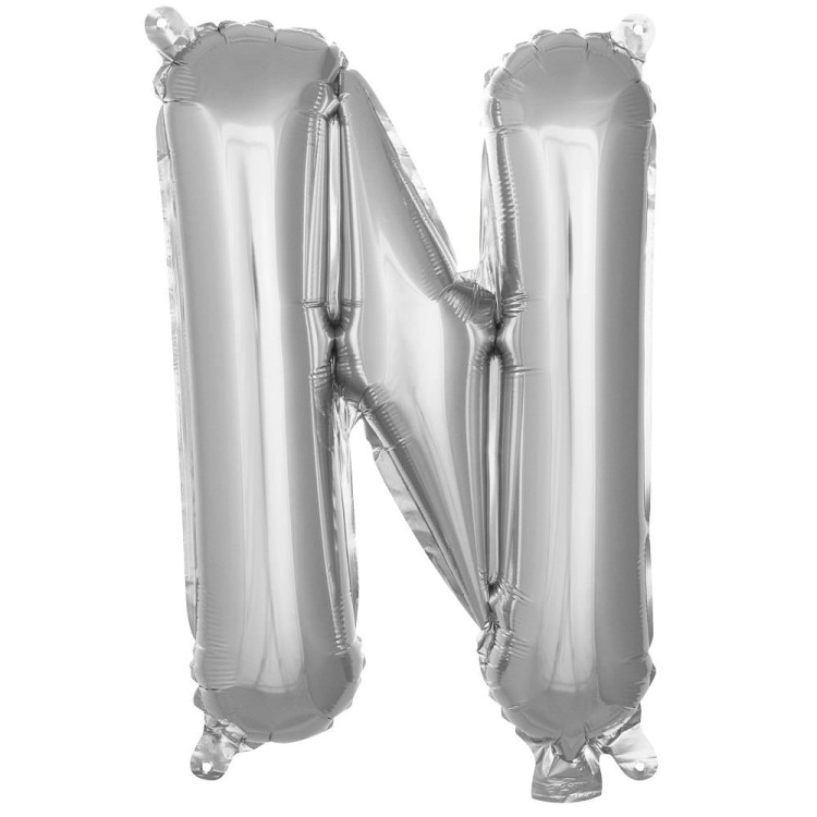 N- HARF 16 İNC GÜMÜŞ RENK BALON 36 CM N- HARF 16 İNC GÜMÜŞ RENK BALON 36 CM
