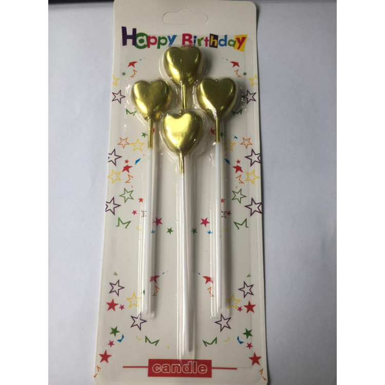 4 LÜ ÇUBUKLU KALP GOLD MUM 13.5CM