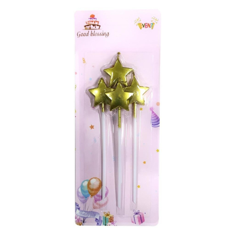 4 LÜ ÇUBUKLU YILDIZ GOLD MUM 13.5CM  PK:24