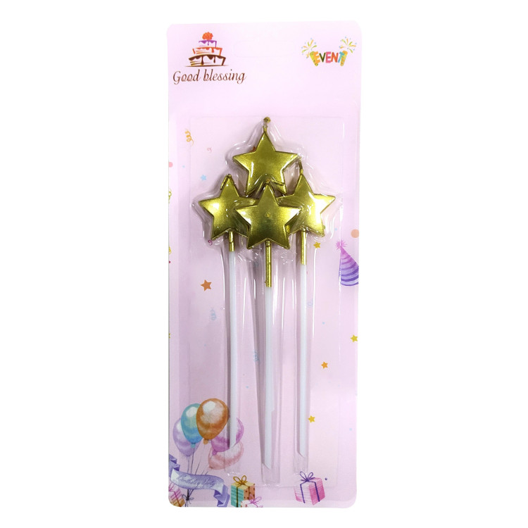 4 LÜ ÇUBUKLU YILDIZ GOLD MUM 13.5CM  PK:24