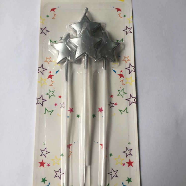 4 LÜ ÇUBUKLU YILDIZ GÜMÜŞ MUM 13.5CM 4 LÜ ÇUBUKLU YILDIZ GÜMÜŞ MUM 13.5CM