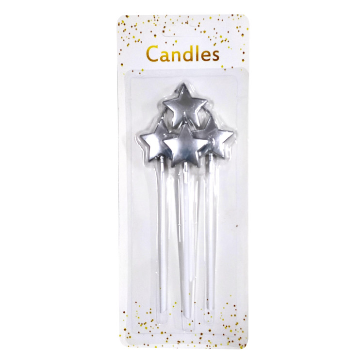 4 LÜ ÇUBUKLU YILDIZ GÜMÜŞ MUM 13.5CM 4 LÜ ÇUBUKLU YILDIZ GÜMÜŞ MUM 13.5CM