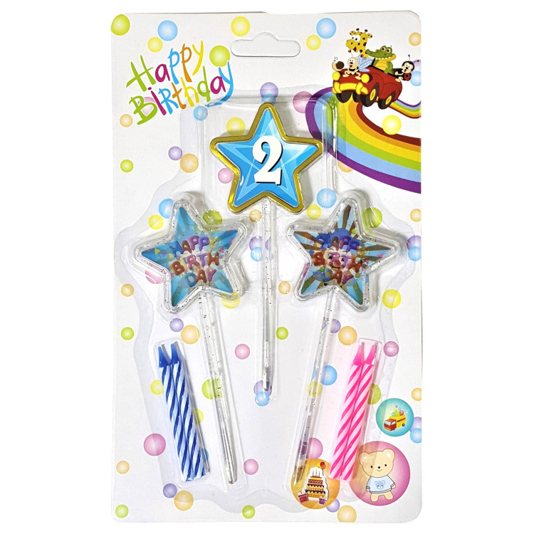 3D GÖRÜNÜMLÜ MUM 2 YAŞ YILDIZ MODELİ MAVİ 12.5CM