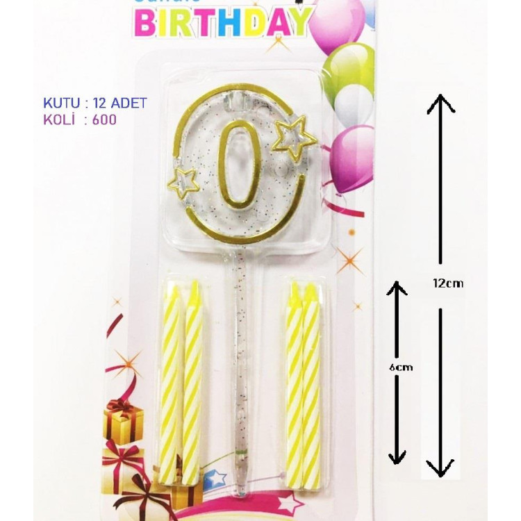 MİKA ŞEFFAF 0 RAKAM GOLD MUM 12CM MİKA ŞEFFAF 0 RAKAM GOLD MUM 12CM
