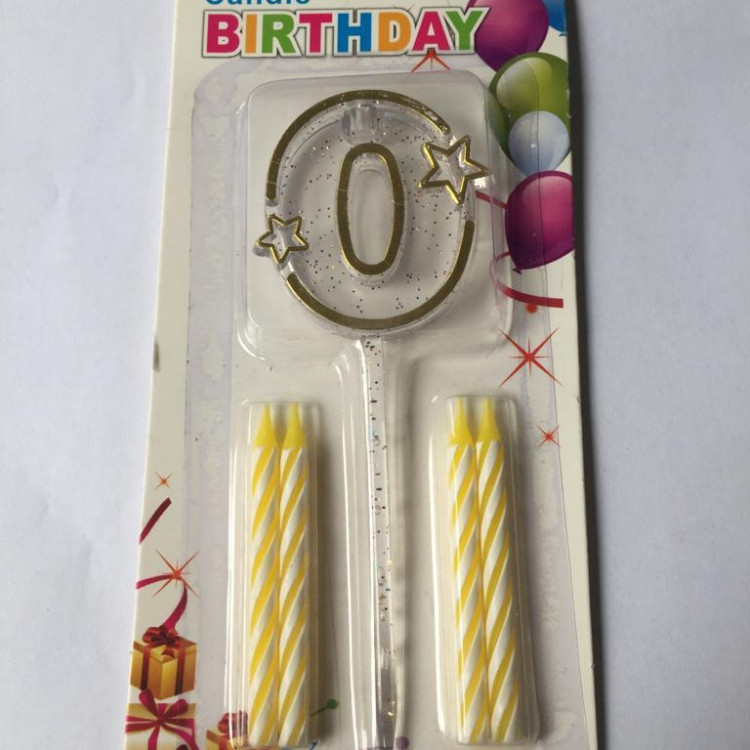 MİKA ŞEFFAF 0 RAKAM GOLD MUM 12CM