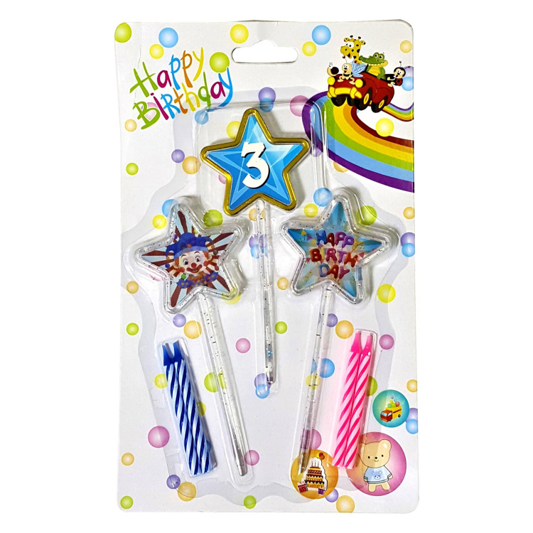 3D GÖRÜNÜMLÜ MUM 3 YAŞ YILDIZ MODELİ MAVİ 12.5CM