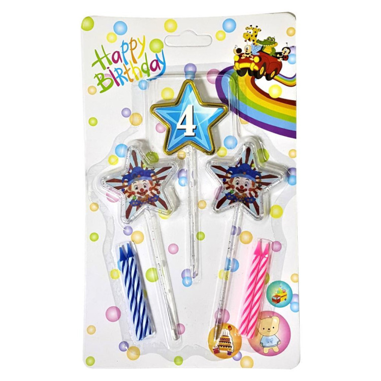 3D GÖRÜNÜMLÜ MUM 4 YAŞ YILDIZ MODELİ MAVİ 12.5CM PK:12