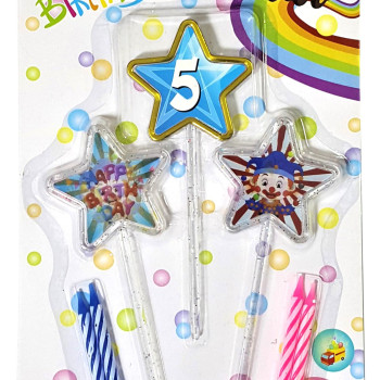 3D GÖRÜNÜMLÜ MUM 5 YAŞ YILDIZ MODELİ MAVİ 12.5CM PK:12