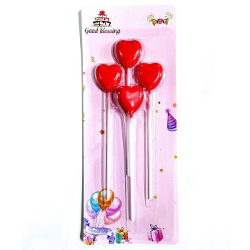 4 LÜ ÇUBUKLU KALP KIRMIZI MUM 13.5CM PK:24 4 LÜ ÇUBUKLU KALP KIRMIZI MUM 13.5CM PK:24