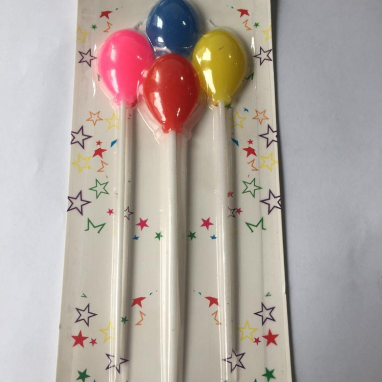 4 LÜ ÇUBUKLU BALON RENGARENK MUM 13.5CM