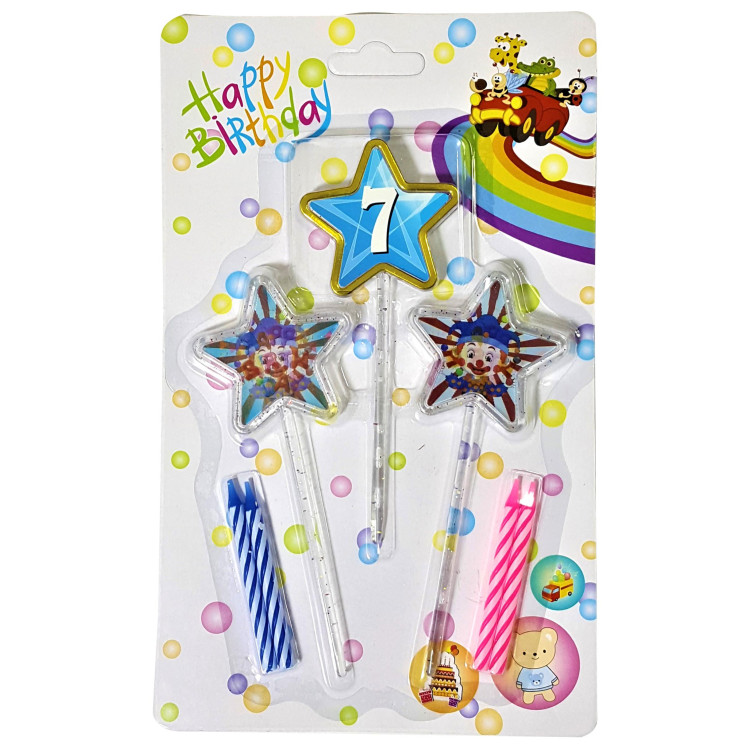 3D GÖRÜNÜMLÜ MUM 7 YAŞ YILDIZ MODELİ MAVİ 12.5CM