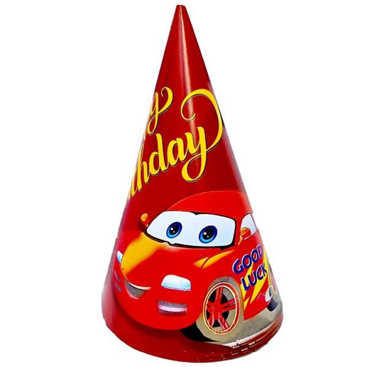8 Lİ KIRMIZI ARABA HAPPY BİRTHDAY ŞAPKA
