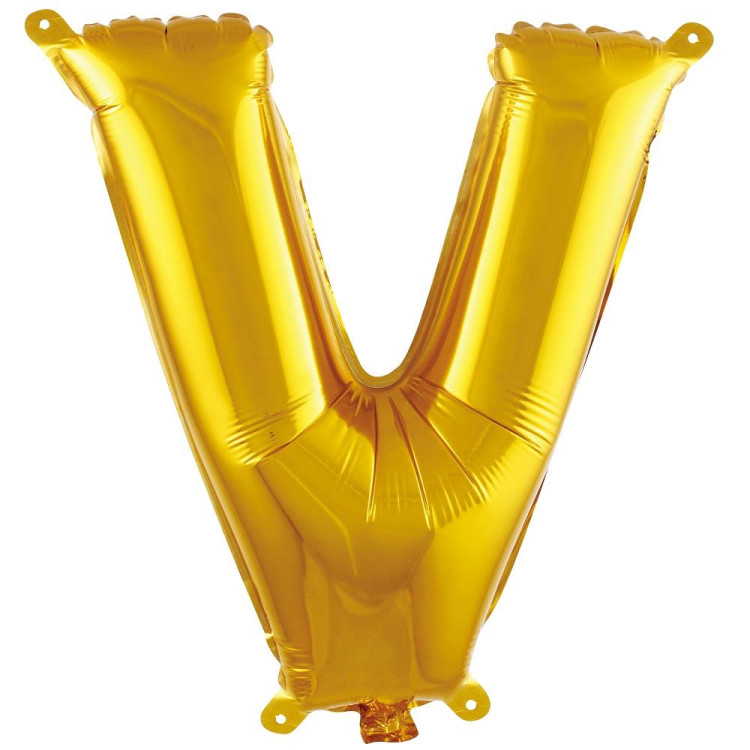 V- HARF 16 İNC GOLD RENK BALON 36 CM V- HARF 16 İNC GOLD RENK BALON 36 CM