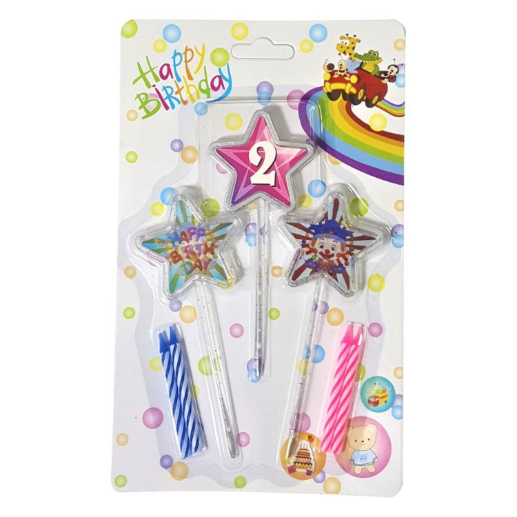 3D GÖRÜNÜMLÜ MUM 2 YAŞ YILDIZ MODELİ PEMBE 12.5CM