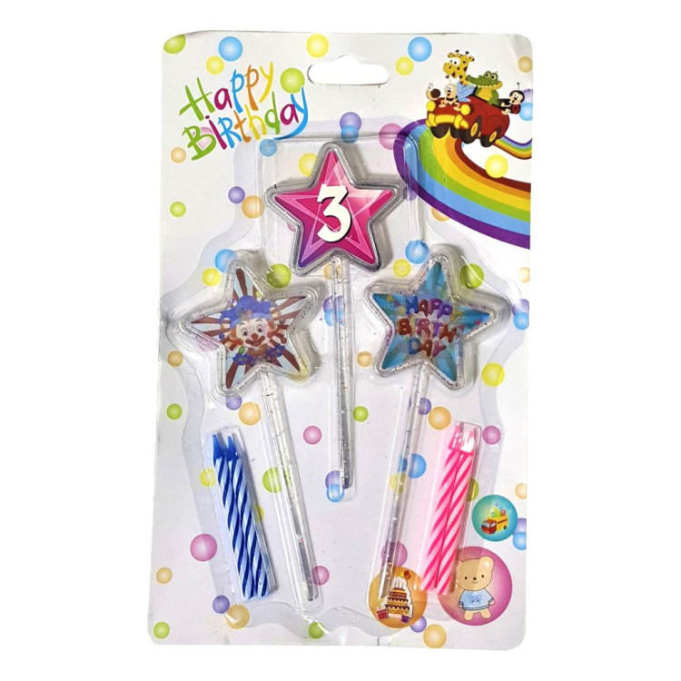 3D GÖRÜNÜMLÜ MUM 3 YAŞ YILDIZ MODELİ PEMBE 12.5CM