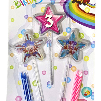 3D GÖRÜNÜMLÜ MUM 3 YAŞ YILDIZ MODELİ PEMBE 12.5CM PK:12