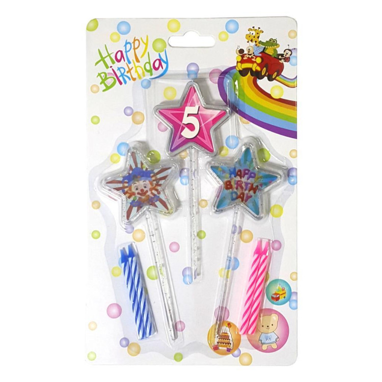 3D GÖRÜNÜMLÜ MUM 5 YAŞ YILDIZ MODELİ PEMBE 12.5CM PK:12