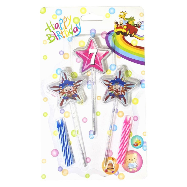 3D GÖRÜNÜMLÜ MUM 7 YAŞ YILDIZ MODELİ PEMBE 12.5CM